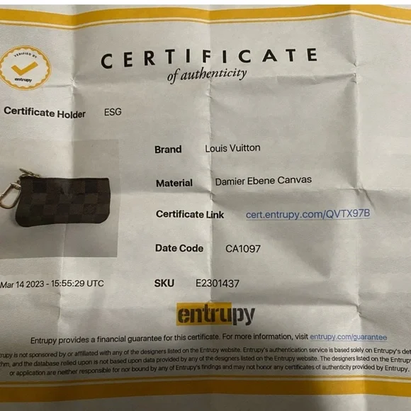 Authentic Damier Ebene Louis Vuitton Key Pouch. - Picture 10 of 10